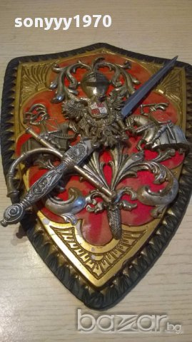 Герб с сабя за стена-30/22см-внос швеицария, снимка 5 - Антикварни и старинни предмети - 13901788