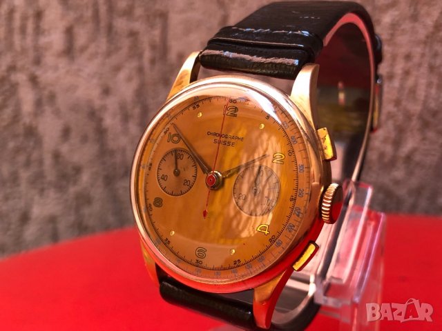 Златен мъжки ръчен часовник от розово злато хронограф CHRONOGRAPHE SUISSE, снимка 2 - Мъжки - 22907742
