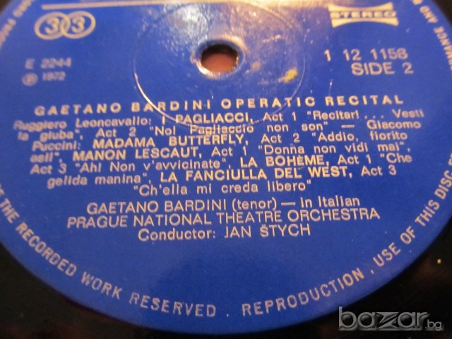 Грамофонна плоча - Гаетано Бартини - сопрано  - оперна музика - изд. 70те години .