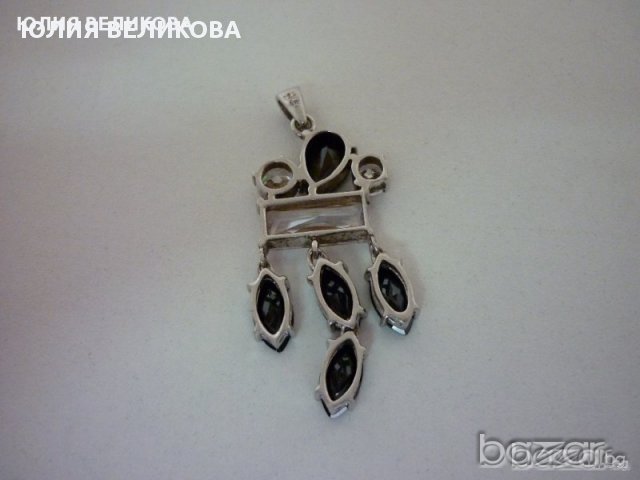 Масивна сребърна висулка с циркони, снимка 2 - Колиета, медальони, синджири - 11226045