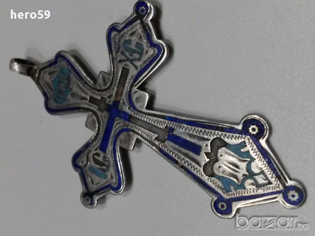 Стар сребърен,сребро 84, руски кръст с емайл-19в., снимка 2 - Антикварни и старинни предмети - 17055462
