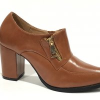 Дамски кожени обувки с ток и цип , снимка 2 - Дамски боти - 19490371