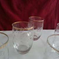 Стъклени чаши гравирани с златен кант , снимка 9 - Антикварни и старинни предмети - 20681508