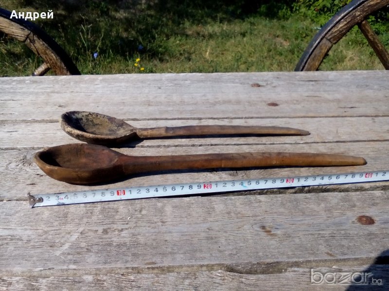 Старинна дървена лъжица, снимка 1