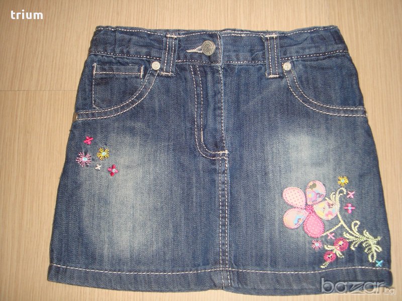 Дънкова пола Funky diva с красиви апликации, 98-104см., 3-4г., снимка 1