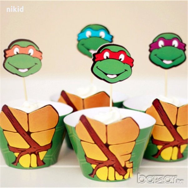 Костенурките Нинджа топери и кошнички украса декорация за мъфини кексчета торта и парти, снимка 1