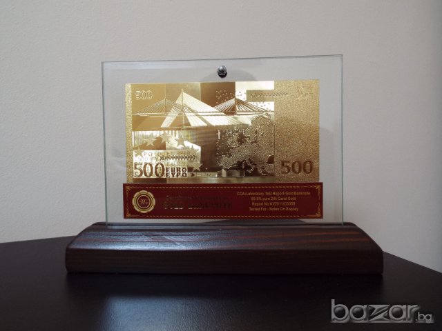 Сувенири 500 евро златни банкноти със сертификат, снимка 2 - Подаръци за рожден ден - 7901128