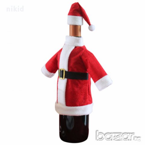 украса облекло дреха и шапка коледна новогодишна празнична за шише бутилка  шампанско вино