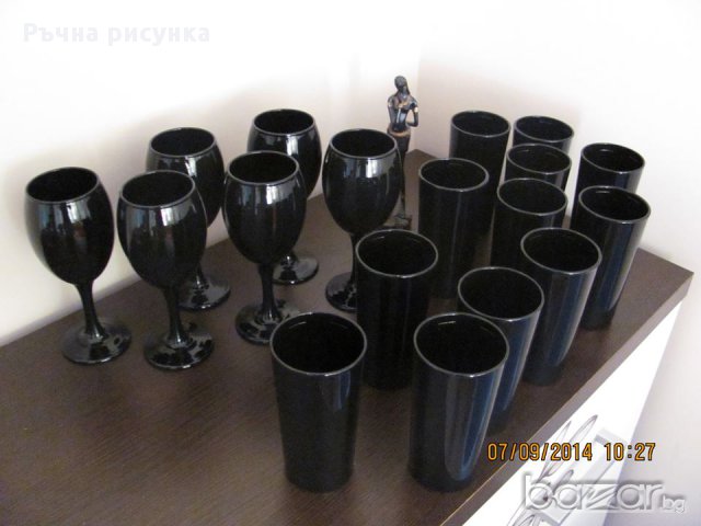 Черни стъклени чаши -всякакви модели, снимка 8 - Декорация за дома - 15761198