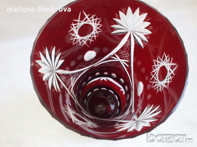 ваза цветен червен кристал , снимка 10 - Антикварни и старинни предмети - 18994449