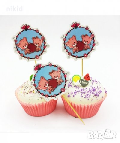 Сладки мечета котенца 24 бр топери клечки за мъфини декорация и украса