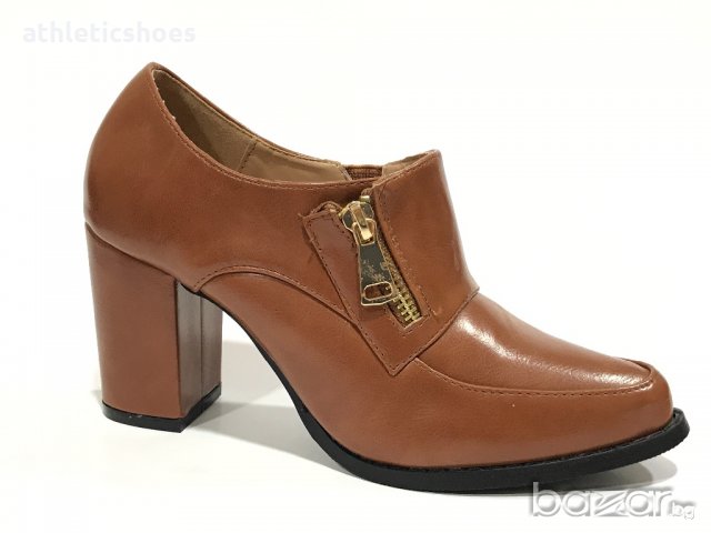 Дамски кожени обувки с ток и цип , снимка 2 - Дамски боти - 19490371