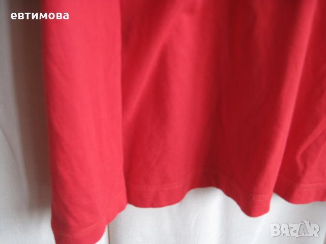 Червена блуза с копчета, памук., снимка 3 - Блузи с дълъг ръкав и пуловери - 23590770