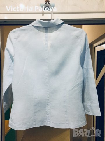 Небесно-синя риза TAIFUN COLLECTION ,лен 100%, снимка 4 - Ризи - 24173930