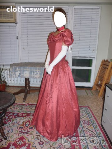 Бална рокля във викториански стил вишнев цвят, снимка 2 - Рокли - 11690479