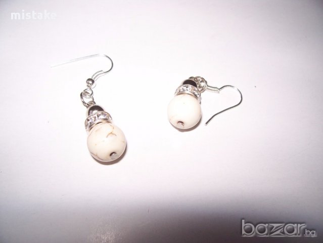 обеци Бял Тюркоаз, снимка 2 - Обеци - 12944020