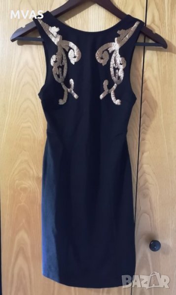 Нова черна къса парти рокля XS със златно, снимка 1