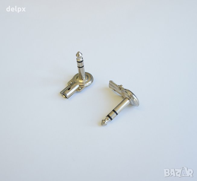 Букса ъглова за кабел метална STEREO 6,3mm JACK(м), снимка 1