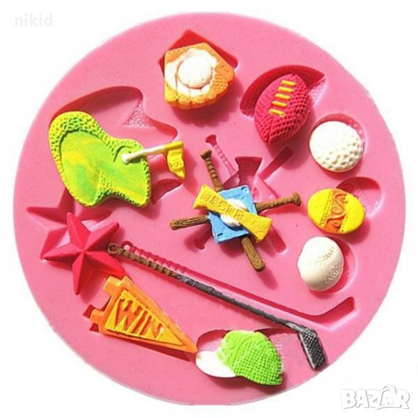 Бейсбол бейзбол ръгби голф топки щека силиконов молд форма шоколад декорация торта мъфини, снимка 1