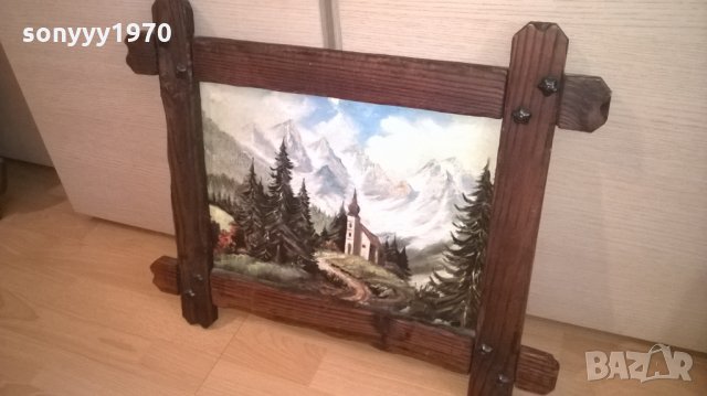 картина-57х47см-гора/планини-с дървена рамка-внос германия, снимка 2 - Антикварни и старинни предмети - 25978031