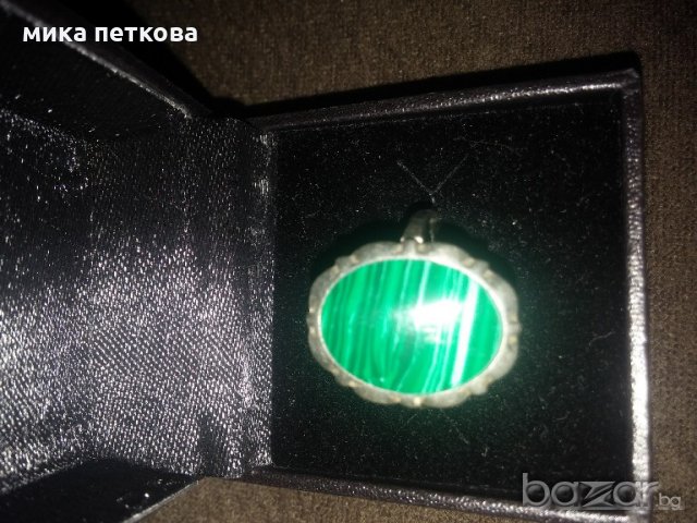 сребърен пръстен с малахит, снимка 2 - Пръстени - 20115242