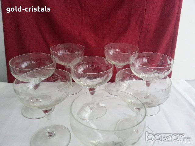  стъклени чаши гравирани , снимка 14 - Антикварни и старинни предмети - 20390027