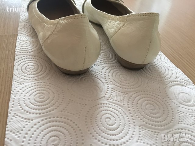 Бели лачени балеринки Tamaris от естествена кожа, номер 39, снимка 5 - Дамски ежедневни обувки - 22954695