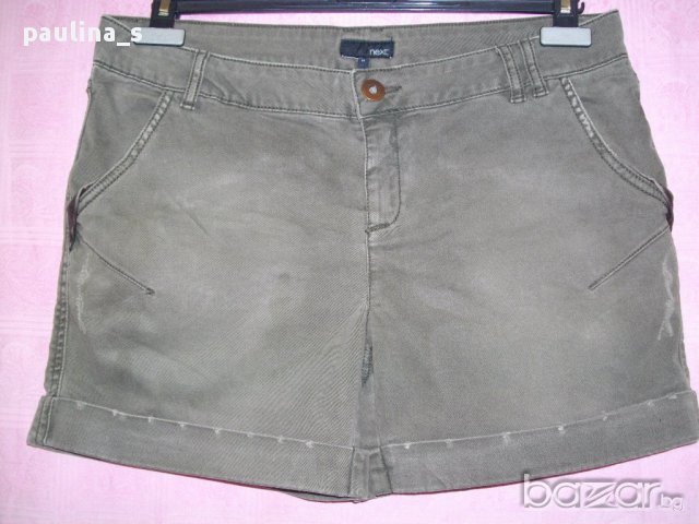 Зелени къси панталони с кожа "Next" original brand / накъсани къси панталони с кожа, снимка 1 - Къси панталони и бермуди - 14205774