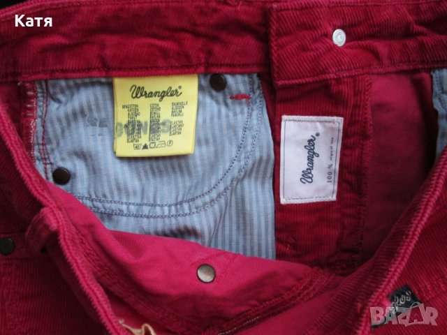 Джинси кадифе червено Wrangler нови р.27 чарлстон, снимка 6 - Панталони - 25364808