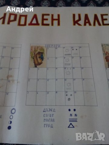 Старо ученическо табло,Природен календар, снимка 3 - Антикварни и старинни предмети - 23936308