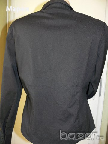 Черна риза с малки дантелки - М, снимка 3 - Ризи - 12704100