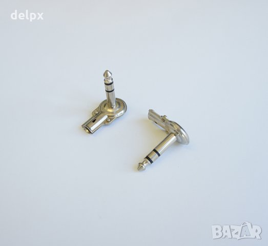 Букса ъглова за кабел метална STEREO 6,3mm JACK(м), снимка 1