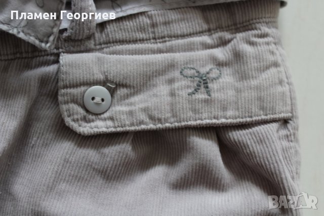 Комплект кадифен панталон с коланче и боди с къс ръкав, снимка 5 - Панталони и долнища за бебе - 25209977
