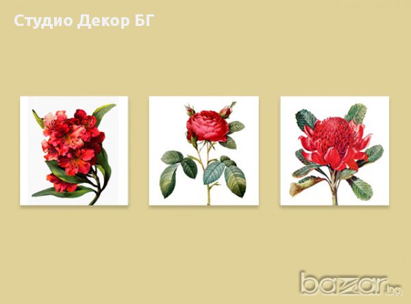 Картина Червени цветя #287, снимка 2 - Картини - 13525378