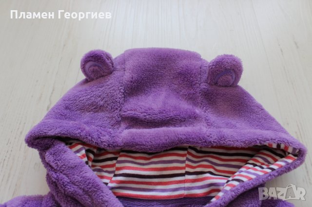 Лилав суичър с качулка 74/80, снимка 5 - Бебешки якета и елеци - 25564548