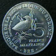 5 франка 2014(жеравова птица), Бурунди, снимка 1 - Нумизматика и бонистика - 14340954
