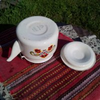 Стар емайлиран чайник #4, снимка 6 - Антикварни и старинни предмети - 25578591