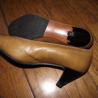 Linea Recci 37 елегантни дамски бежови обувки телесен цвят с ток естествена кожа, снимка 10 - Дамски елегантни обувки - 20560778