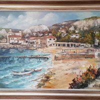 Продавам маслена картина " Плажът Балчик " , снимка 2 - Картини - 19887764