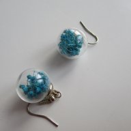 Комплект стъклени обеци и пръстен с цветя, снимка 2 - Обеци - 16315643