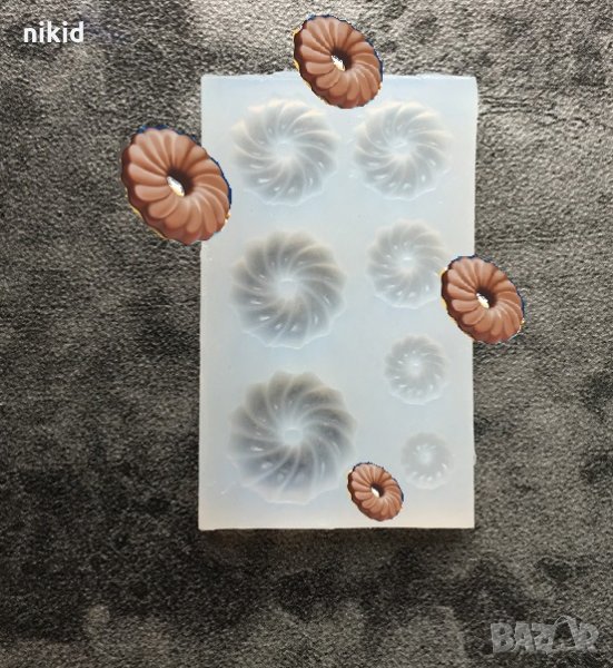 мини Кръгли Завъртяни бисквитки различен размер силиконов калъп молд бижутерски сладкарски смола , снимка 1