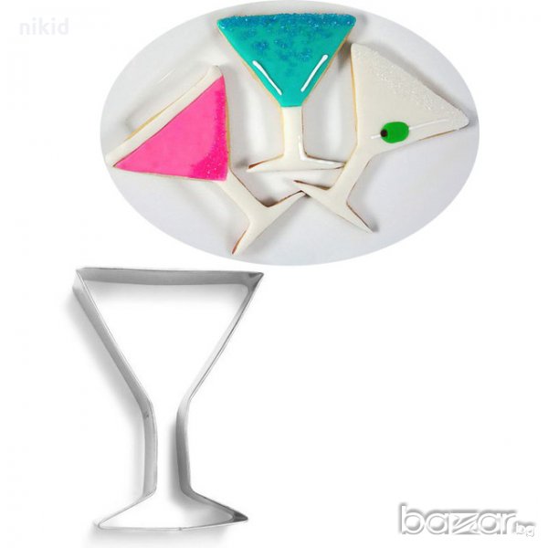 Коктейлна чаша метална форма резец украса бисквитки фондан пита тесто шоколад, снимка 1