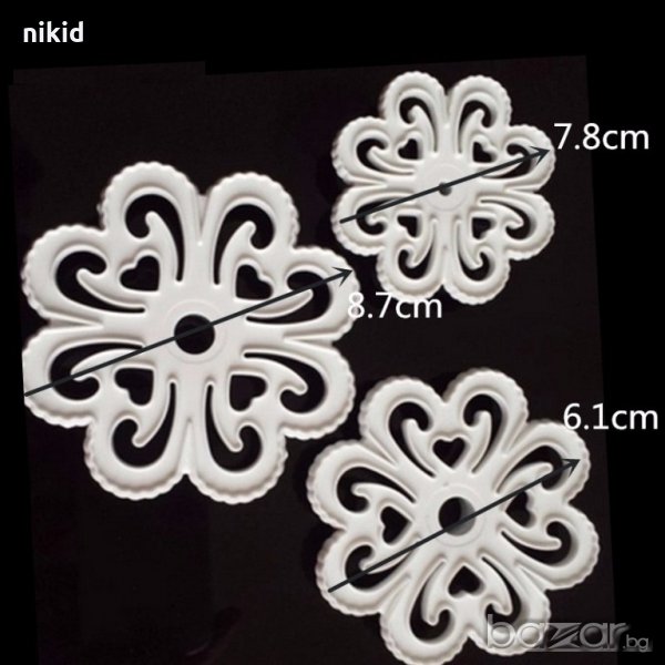 3 бр големи сърца детелина резци печат пластмасови форми на цвете фондан украса торта мъфини, снимка 1