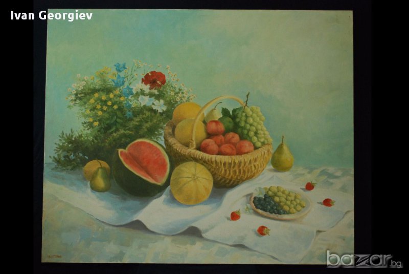 Стара картина, натюрморт, А.Панагонов, снимка 1