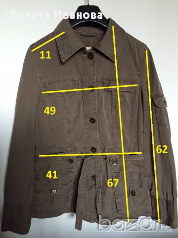 TOM TAILOR дамско яке , оригинално, размер 34, цвят каки, 100% памук., снимка 5 - Якета - 11049428
