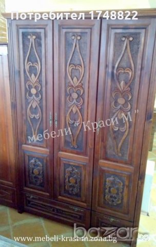 Троен гардероб с дърворезба, снимка 3 - Гардероби - 20743028