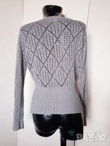 Сива блуза плетка на дупки М, снимка 2 - Блузи с дълъг ръкав и пуловери - 24418622