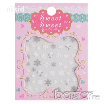 снежинки и снежен човек с брокат Коледни лепенки ваденки за нокти маникюр самозалепващи се