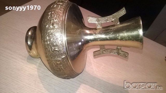 Масивна и красива ваза-21х15см-внос швеицария, снимка 4 - Антикварни и старинни предмети - 16843994