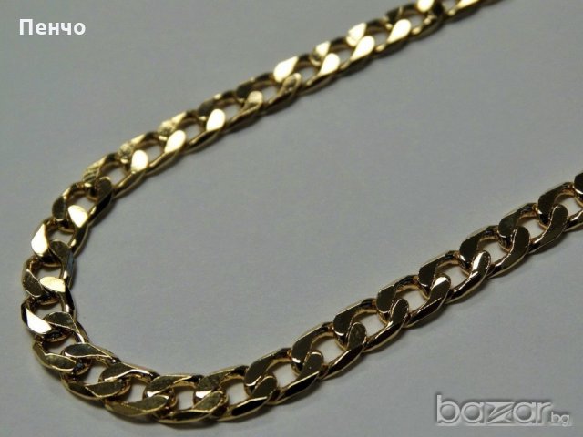 Позлатен мъжки дамски ланец колие злато 7mm50см бижутерия, синджир, снимка 5 - Колиета, медальони, синджири - 19096566
